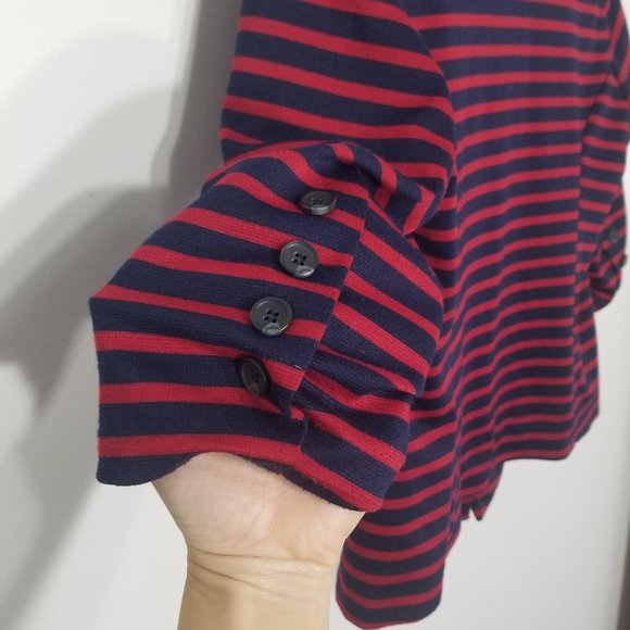 Monteau | Red Blue Nautical Striped Blazer Business Casual Jacket Size Medium - Picture 7 of 10